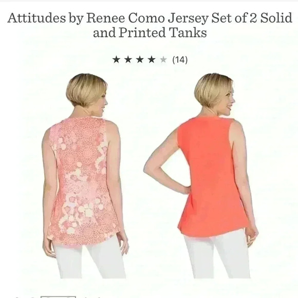 Attitudes by Renee Como Jersey SET OF TWO Solid and Printed Tanks Size L Floral - Picture 13 of 13